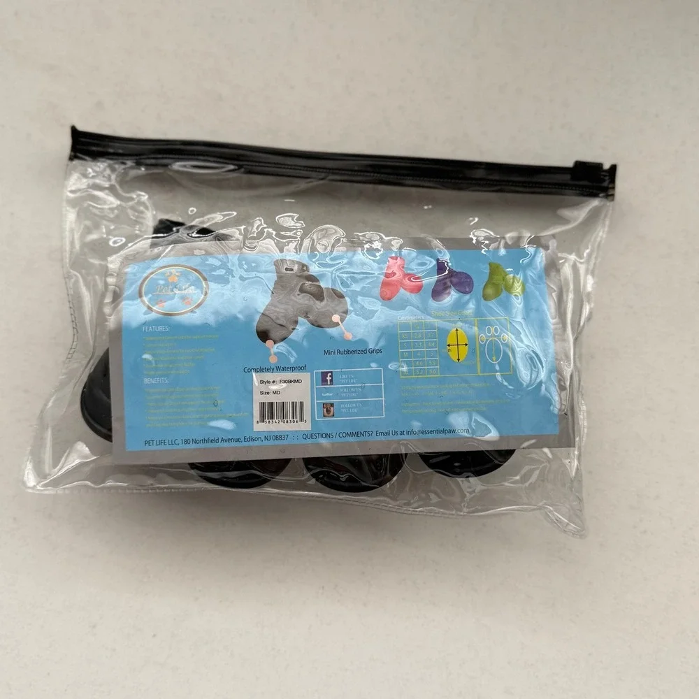 Pet Life Rubber Pet Boots Small Dog Black Size‎ M